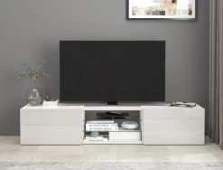 OTTO home Lowboard »Egypt,Lowboard,TV-Kommode,TV-Möbel,TV-Bank« mit 2 Klappen, 2 Glasböden, Türen Hochgl. lackiert (B/T/H)180x38x35 cm