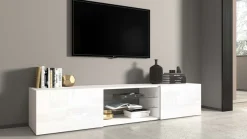 OTTO home Lowboard »Egypt,Lowboard,TV-Kommode,TV-Möbel,TV-Bank« mit 2 Klappen, 2 Glasböden, Türen Hochgl. lackiert (B/T/H)180x38x35 cm