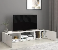 OTTO home Lowboard »Egypt,Lowboard,TV-Kommode,TV-Möbel,TV-Bank« mit 2 Klappen, 2 Glasböden, Türen Hochgl. lackiert (B/T/H)180x38x35 cm