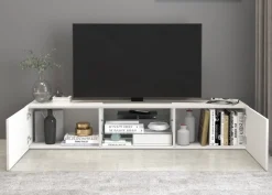 OTTO home Lowboard »Egypt,Lowboard,TV-Kommode,TV-Möbel,TV-Bank« mit 2 Klappen, 2 Glasböden, Türen Hochgl. lackiert (B/T/H)180x38x35 cm