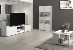 OTTO home Lowboard »Egypt,Lowboard,TV-Kommode,TV-Möbel,TV-Bank« mit 2 Klappen, 2 Glasböden, Türen Hochgl. lackiert (B/T/H)180x38x35 cm