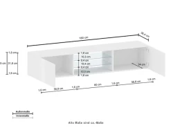 OTTO home Lowboard »Egypt,Lowboard,TV-Kommode,TV-Möbel,TV-Bank« mit 2 Klappen, 2 Glasböden, Türen Hochgl. lackiert (B/T/H)180x38x35 cm