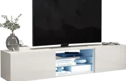 OTTO home Lowboard »Egypt,Lowboard,TV-Kommode,TV-Möbel,TV-Bank« mit 2 Klappen, 2 Glasböden, Türen Hochgl. lackiert (B/T/H)180x38x35 cm