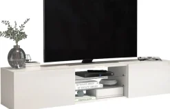 OTTO home Lowboard »Egypt,Lowboard,TV-Kommode,TV-Möbel,TV-Bank« mit 2 Klappen, 2 Glasböden, Türen Hochgl. lackiert (B/T/H)180x38x35 cm