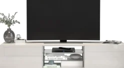 OTTO home Lowboard »Egypt,Lowboard,TV-Kommode,TV-Möbel,TV-Bank« mit 2 Klappen, 2 Glasböden, Türen Hochgl. lackiert (B/T/H)180x38x35 cm