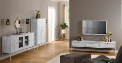 OTTO home Lowboard »Freya« Kommode mit 3 Klappen, Metallgriffen, aus Massivholz, Breite 175 cm