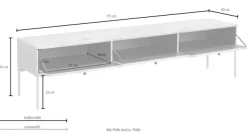 OTTO home Lowboard »Freya« Kommode mit 3 Klappen, Metallgriffen, aus Massivholz, Breite 175 cm