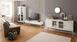 OTTO home Lowboard »Freya« Kommode mit 3 Klappen, Metallgriffen, aus Massivholz, Breite 175 cm