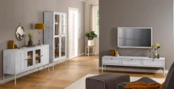 OTTO home Lowboard »Freya« Kommode mit 3 Klappen, Metallgriffen, aus Massivholz, Breite 175 cm