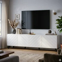 OTTO home Lowboard »HOLLY 2.0, TV-Board, TV-Kommode, TV-Schrank, TV-Unterschrank, TV-Möbel« Modernes lackiertes Hochglanz TV-Board, grifflos, Breite 200 cm
