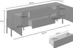 OTTO home Lowboard »Jukon,Breite 200 cm, moderne grifflose TV-Kommode,2 Türen/2 Schubladen« TV-Schrank mit viel Stauraum, TV-Board, push-to-open-Funktion