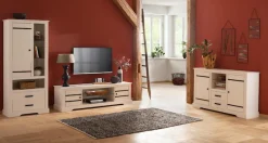 OTTO home Lowboard Kommode aus massivem Kiefernholz, mit Glasboden, Breite 160 cm