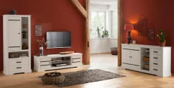 OTTO home Lowboard Kommode aus massivem Kiefernholz, mit Glasboden, Breite 160 cm