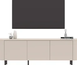 OTTO home Lowboard »Lido, 181 cm breit, 3 Türen, TV-Schrank, TV-Kommode, Medienboard« Formgebogenes MDF, Stirnseiten mit Rundung, Push-to-open, Metallfüße