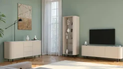 OTTO home Lowboard »Lido, 181 cm breit, 3 Türen, TV-Schrank, TV-Kommode, Medienboard« Formgebogenes MDF, Stirnseiten mit Rundung, Push-to-open, Metallfüße
