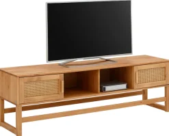 OTTO home Lowboard »Linz« Kommode mit Rattangeflecht auf den Türfronten, aus Massivholz
