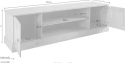 OTTO home Lowboard »Liotta« Kommode mit Kabeldurchgang + 1 lose Einlegeboden, massives Kiefernholz