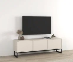 OTTO home Lowboard »Loft, Breite 157 cm, TV-Board 3 Klappen, Metallkufen« TV-Kommode mit viel Stauraum, push-to-open-Funktion