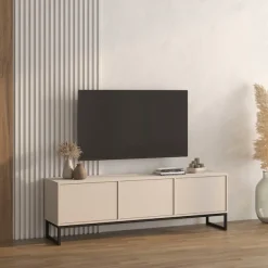 OTTO home Lowboard »Loft, Breite 157 cm, TV-Board 3 Klappen, Metallkufen« TV-Kommode mit viel Stauraum, push-to-open-Funktion