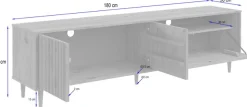 OTTO home Lowboard »MalmedyFront mit gefrästen Rillen« TV-Kommode aus massivem Kiefernholz, Push-to-open, Breite 180 cm