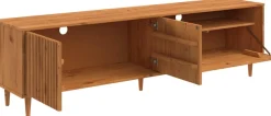 OTTO home Lowboard »MalmedyFront mit gefrästen Rillen« TV-Kommode aus massivem Kiefernholz, Push-to-open, Breite 180 cm