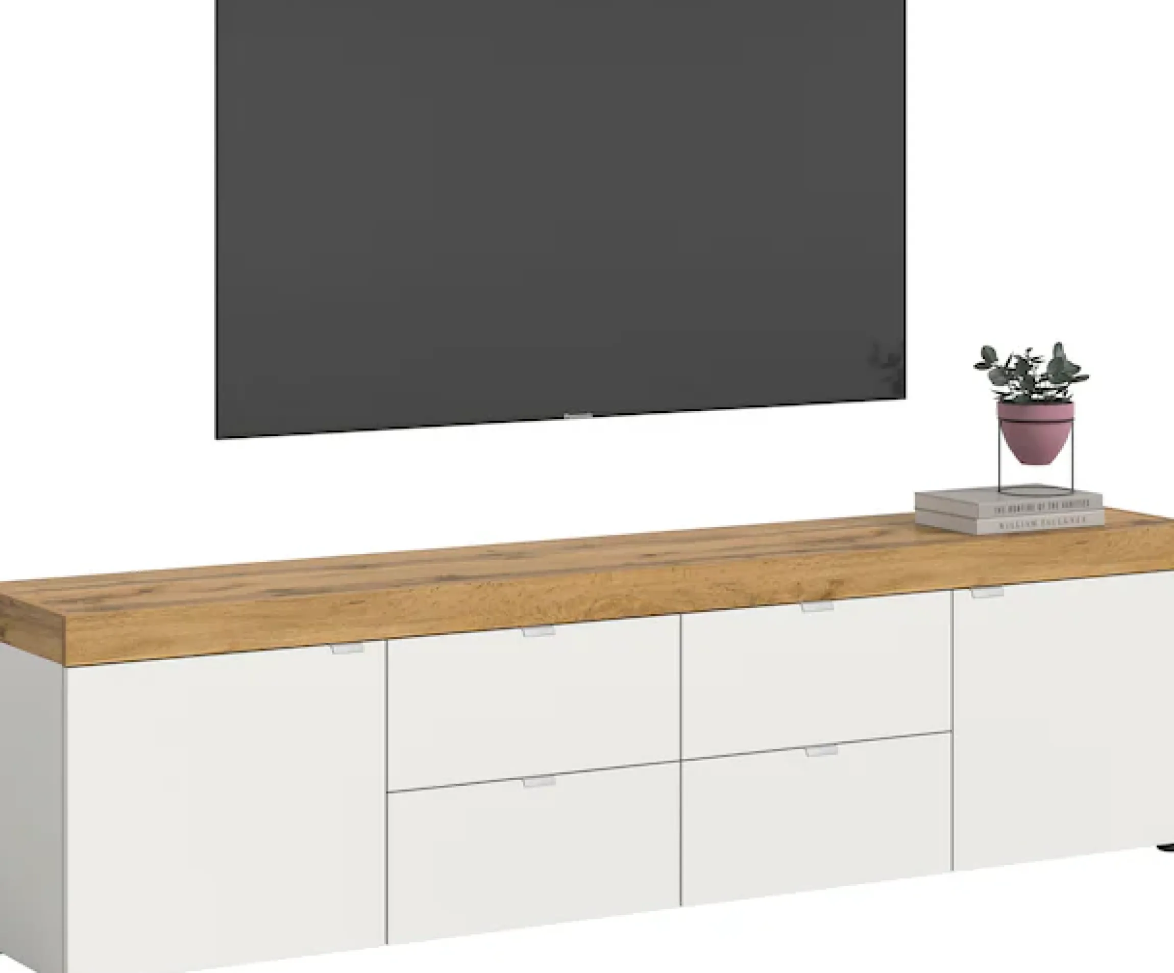 OTTO home Lowboard »MAMBO II, Breite 200 cm, 2 Türen, 4 Schubkästen, 4 Fächer« 1 Stk. tlg. Lowboard, TV Unterschrank, TV-Schrank, Wohnzimmer