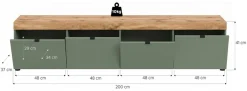 OTTO home Lowboard »MAMBO II, Breite 200 cm, 4 Klappen, 4 Fächer« 1 Stk. tlg. Lowboard, TV Unterschrank, TV-Schrank, Wohnzimmer