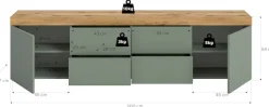 OTTO home Lowboard »MAMBO, TOPSELLER!, Breite 200 cm, 2 Türen, 4 Schubkästen, 4 Fächer« 1 Stk. tlg. Lowboard, TV Unterschrank, Tv-Schrank, Wohnzimmer