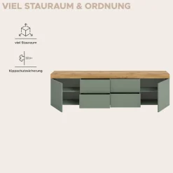 OTTO home Lowboard »MAMBO, TOPSELLER!, Breite 200 cm, 2 Türen, 4 Schubkästen, 4 Fächer« 1 Stk. tlg. Lowboard, TV Unterschrank, Tv-Schrank, Wohnzimmer