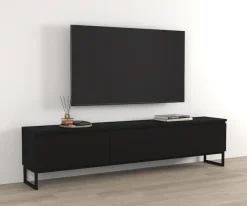 OTTO home Lowboard »Modo II, Breite 200 cm, modernes griffloses Lowboard 3 Klappen« TV-Kommode mit viel Stauraum, Metallkufen