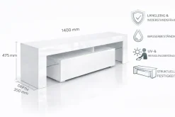OTTO home Lowboard »MONICA, TV-Board, TV-Kommode, TV-Schrank, TV-Unterschrank, TV-Möbel« Modernes Hochglanz TV-Board in 2 Farben, grifflos mit Push-to-Open