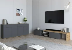 OTTO home Lowboard »New Garda,Lowboard mit Aufsatz,TV-Board mit Ausatz,TV-Schrank-Tv Bank« 1 Stk. tlg. Breite verstellbar v. 183 bis 310 cm,2 Klappenund L-Förmiger Aufsatz