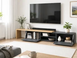 OTTO home Lowboard »New Garda,Lowboard mit Aufsatz,TV-Board mit Ausatz,TV-Schrank-Tv Bank« 1 Stk. tlg. Breite verstellbar v. 183 bis 310 cm,2 Klappenund L-Förmiger Aufsatz