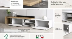 OTTO home Lowboard »New Garda,Lowboard mit Aufsatz,TV-Board mit Ausatz,TV-Schrank-Tv Bank« 1 Stk. tlg. Breite verstellbar v. 183 bis 310 cm,2 Klappenund L-Förmiger Aufsatz