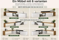 OTTO home Lowboard »New Garda,Lowboard mit Aufsatz,TV-Board mit Ausatz,TV-Schrank-Tv Bank« 1 Stk. tlg. Breite verstellbar v. 183 bis 310 cm,2 Klappenund L-Förmiger Aufsatz