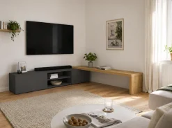 OTTO home Lowboard »New Garda,Lowboard mit Aufsatz,TV-Board mit Ausatz,TV-Schrank-Tv Bank« 1 Stk. tlg. Breite verstellbar v. 183 bis 310 cm,2 Klappenund L-Förmiger Aufsatz