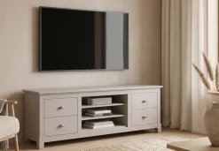 OTTO home Lowboard »Rauna, TV-Bank, TV-Kommode, Landhausstil« Breite 200 cm, FSC®-zertifiziertes Massivholz, Kiefer