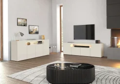 OTTO home Lowboard »REAL,Lowboard,TV-Kommode,TV-Möbel,TV-Bank« 1 Stk. tlg. Mit 4 Türen, davon 2 abgerundet, die ein ovales offenes Fach bilden