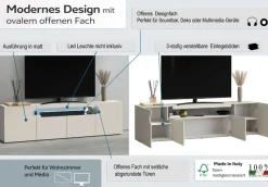 OTTO home Lowboard »REAL,Lowboard,TV-Kommode,TV-Möbel,TV-Bank« 1 Stk. tlg. Mit 4 Türen, davon 2 abgerundet, die ein ovales offenes Fach bilden