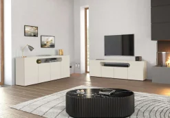 OTTO home Lowboard »REAL,Lowboard,TV-Kommode,TV-Möbel,TV-Bank« 1 Stk. tlg. Mit 4 Türen, davon 2 abgerundet, die ein ovales offenes Fach bilden