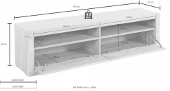 OTTO home Lowboard »Ribe,140cm breit,38cm hoch mit 2 Klappen,Oberplatte aus Massivholz« Oberplatte Kernbuche massiv,schwarze Metall Griffe