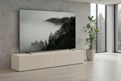 OTTO home Lowboard »Rio, 245 cm breit, 47 cm tief, 4 Türen mit geriffelten MDF Fronten« geriffelte MDF-Fronten, geeignet für bis zu 98-Zoll-TV, viel Stauraum