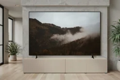 OTTO home Lowboard »Rio, 245 cm breit, 47 cm tief, 4 Türen mit geriffelten MDF Fronten« geriffelte MDF-Fronten, geeignet für bis zu 98-Zoll-TV, viel Stauraum