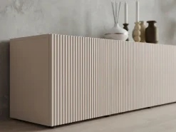 OTTO home Lowboard »Rio, 245 cm breit, 47 cm tief, 4 Türen mit geriffelten MDF Fronten« geriffelte MDF-Fronten, geeignet für bis zu 98-Zoll-TV, viel Stauraum