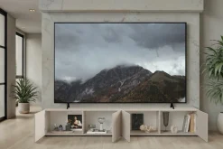 OTTO home Lowboard »Rio, 245 cm breit, 47 cm tief, 4 Türen mit geriffelten MDF Fronten« geriffelte MDF-Fronten, geeignet für bis zu 98-Zoll-TV, viel Stauraum