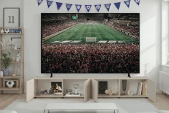 OTTO home Lowboard »Rio, 245 cm breit, 47 cm tief, 4 Türen mit geriffelten MDF Fronten« geriffelte MDF-Fronten, geeignet für bis zu 98-Zoll-TV, viel Stauraum