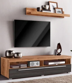 OTTO home Lowboard »Roger,Breite 140 cm, stilvolle TV-Kommode, inclusive Wandboard« TV-Schrank mit viel Stauraum, TV-Board, 2 Klappen