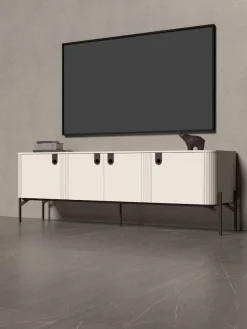 OTTO home Lowboard »Rondo TV-Board, TV-Kommode, TV-Schrank, TV-Unterschrank, TV-Möbel« UV lackiert, Soft Close Funktion, Metallrahmen als Basis des Elements