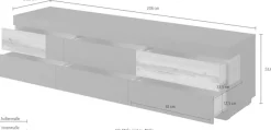 OTTO home Lowboard »SILKE« Breite 206 cm, Hochglanzfronten
