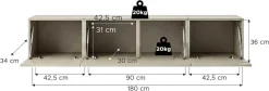 OTTO home Lowboard »SPIAGGIA, 3-teiliges Set, Breite 180cm, stehend & hängend montierbar« TV-Möbel, TV-Schrank, TV-Lowboard, Mediaboard